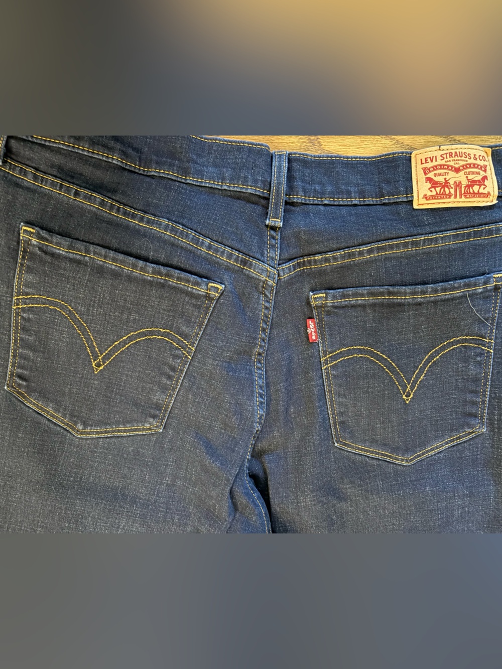 Women’s Levi's Indigo Denim Jeans with Yellow Stitching and Red Tab